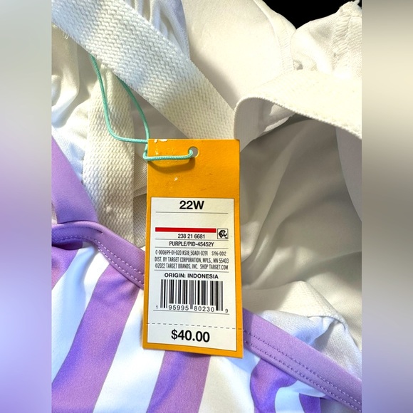 Kona Sol Woman’s Plus Size Purple Striped Fully Lined for Support One Pi… - Picture 6 of 9